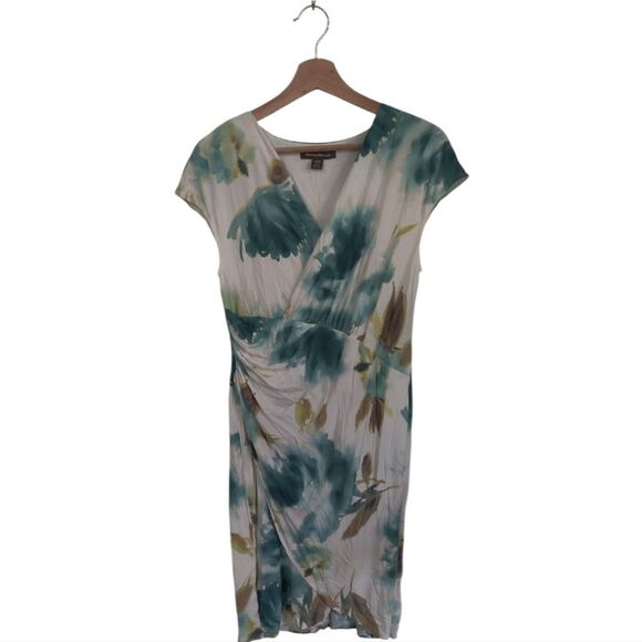 Tommy Bahama Blue Green and Yellow High Low Faux Wrap Dress Size M - Picture 4 of 11